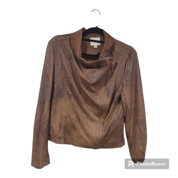 Silence + Noise Urban Outfitters Vegan Faux Leather Distressed Jacket Size M - Picture 1 of 6